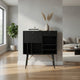 Belo Accent Buffet Sideboard, 6 Shelves, Gold Accent, Black, 42 Inch