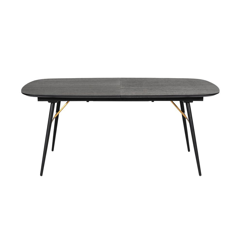 Belo Dining Table Extendable 71-91 Inch Curved Top Black Oak Gold BM325253