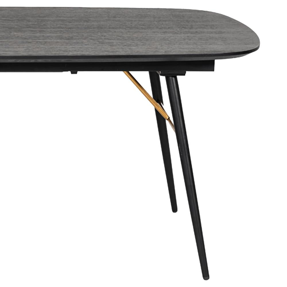 Belo Dining Table Extendable 71-91 Inch Curved Top Black Oak Gold BM325253