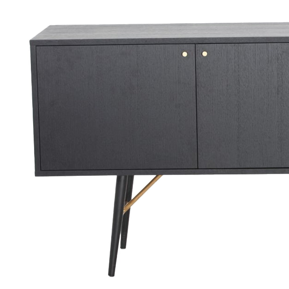 Belo Sideboard Buffet Console 2 Drawers Gold Accent Black 63 Inch BM325254