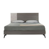 Leen King Size Platform Bed Black Metal Legs Gray Panel Headboard BM325255