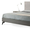 Leen King Size Platform Bed Black Metal Legs Gray Panel Headboard BM325255