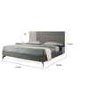 Leen King Size Platform Bed Black Metal Legs Gray Panel Headboard BM325255