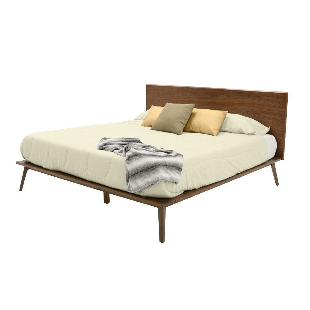 Cary King Size Platform Bed Panel Headboard Brown Walnut Veneer BM325256