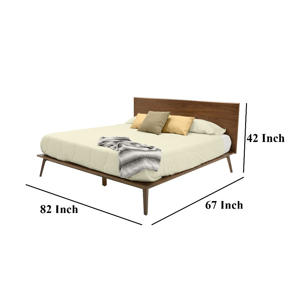 Cary King Size Platform Bed Panel Headboard Brown Walnut Veneer BM325256