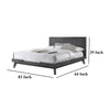 Kiran Queen Size Platform Bed Gray Upholstered Headboard Wood Frame