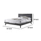 Kiran Queen Size Platform Bed Gray Upholstered Headboard Wood Frame