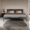 Kiran Queen Size Platform Bed, Gray Upholstered Headboard, Wood Frame