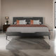 Kiran Queen Size Platform Bed, Gray Upholstered Headboard, Wood Frame