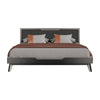 Kiran King Size Platform Bed Gray Upholstered Headboard Wood Frame