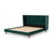 Dury Queen Size Platform Bed Green Velvet Upholstery Tufted Wingback