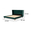 Dury Queen Size Platform Bed Green Velvet Upholstery Tufted Wingback