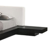 Nia King Platform Bed White Faux Leather Upholstery Black Nightstands BM325261