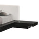 Nia King Platform Bed White Faux Leather Upholstery Black Nightstands BM325261
