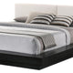 Nia King Platform Bed, White Faux Leather Upholstery Black Nightstands
