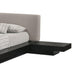 Nia King Platform Bed Gray Faux Leather Upholstery Black Nightstands BM325262