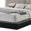Nia King Platform Bed Gray Faux Leather Upholstery Black Nightstands BM325262