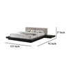 Nia King Platform Bed Gray Faux Leather Upholstery Black Nightstands BM325262