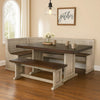 Camie 4pc Corner Breakfast Nook Set, Gray Brown Dining Table and Bench