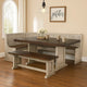 Camie 4pc Corner Breakfast Nook Set, Gray Brown Dining Table and Bench