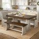 Camie 4pc Corner Breakfast Nook Set, Gray Brown Dining Table and Bench