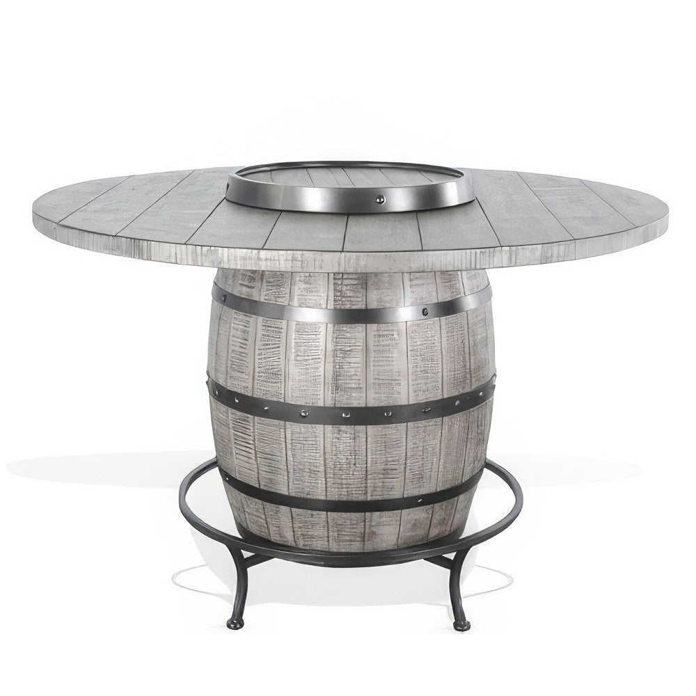 Zeka Counter Pub Dining Table, Gray Barrel Base w Lazy Susan, 54"