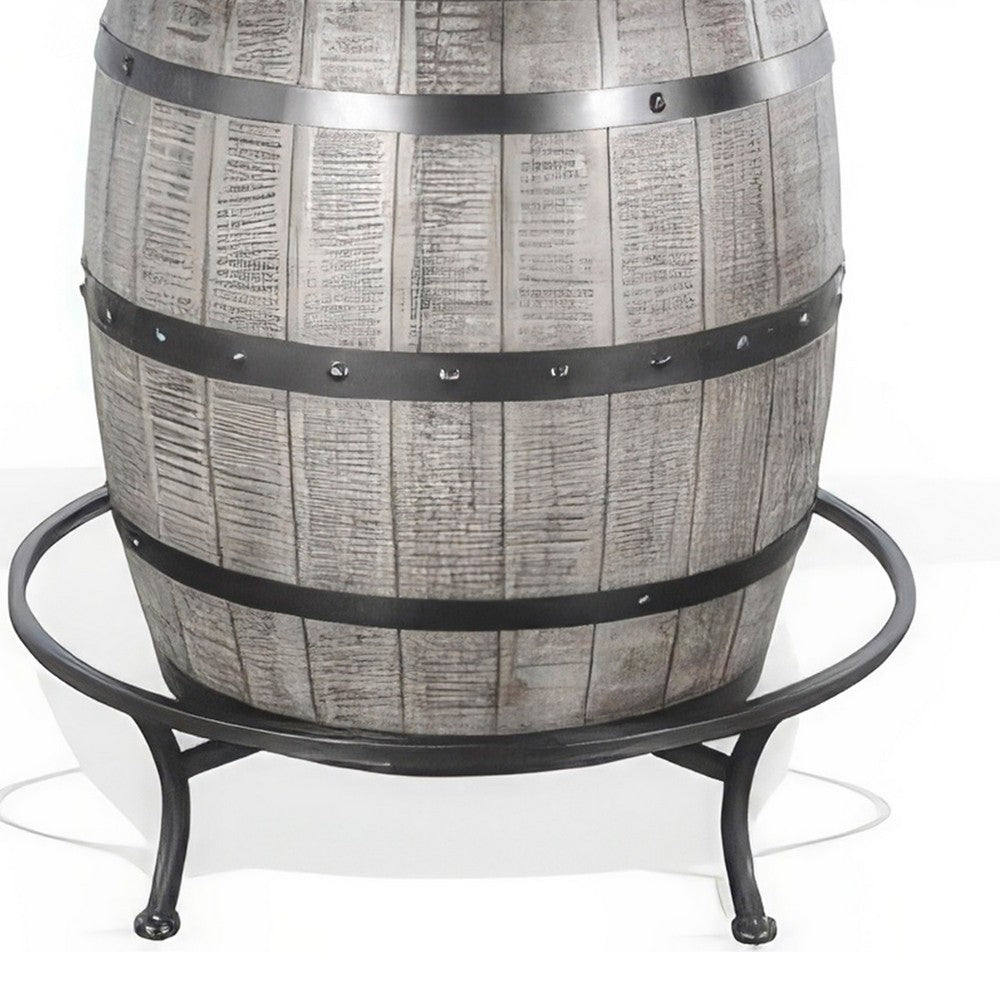 Zeka Counter Pub Dining Table, Gray Barrel Base w Lazy Susan, 54"