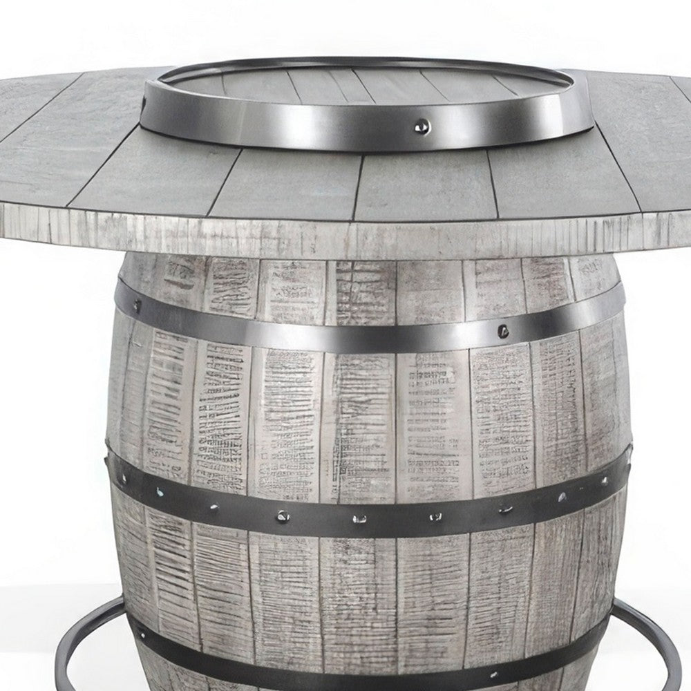 Zeka Counter Pub Dining Table, Gray Barrel Base w Lazy Susan, 54"