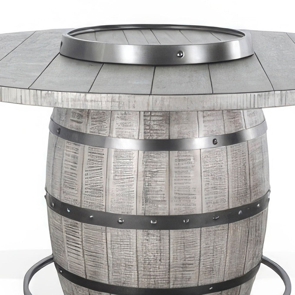Zeka Counter Pub Dining Table Gray Barrel Base w Lazy Susan 54’’ BM325265