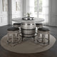 Zeka Counter Pub Dining Table, Gray Barrel Base w Lazy Susan, 54"