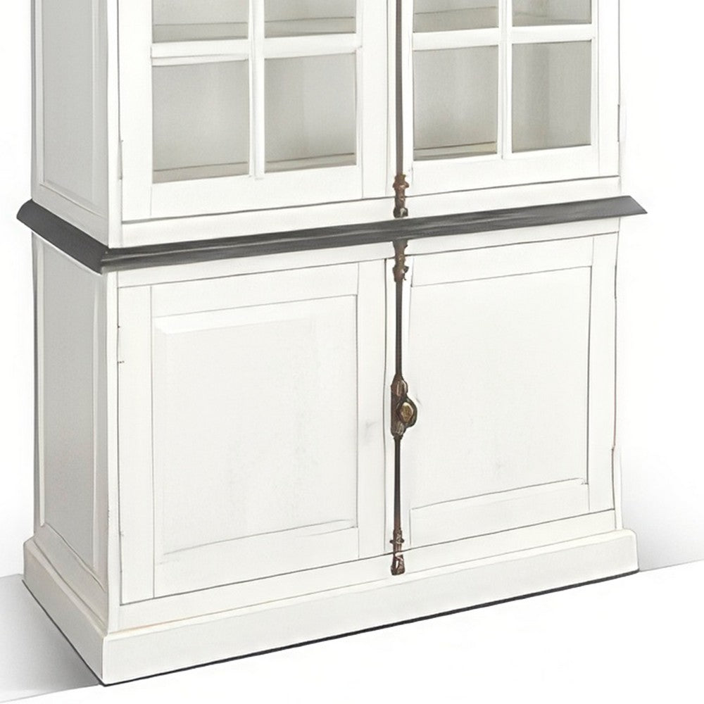 Orso Accent Sideboard Buffet and Hutch, 2 Glass Doors, Shelves, White