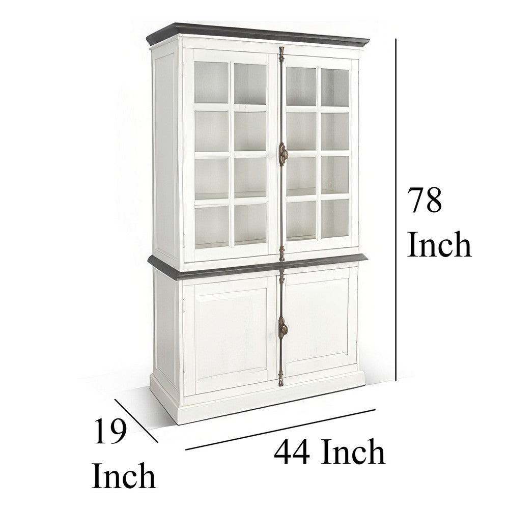Orso Accent Sideboard Buffet and Hutch, 2 Glass Doors, Shelves, White