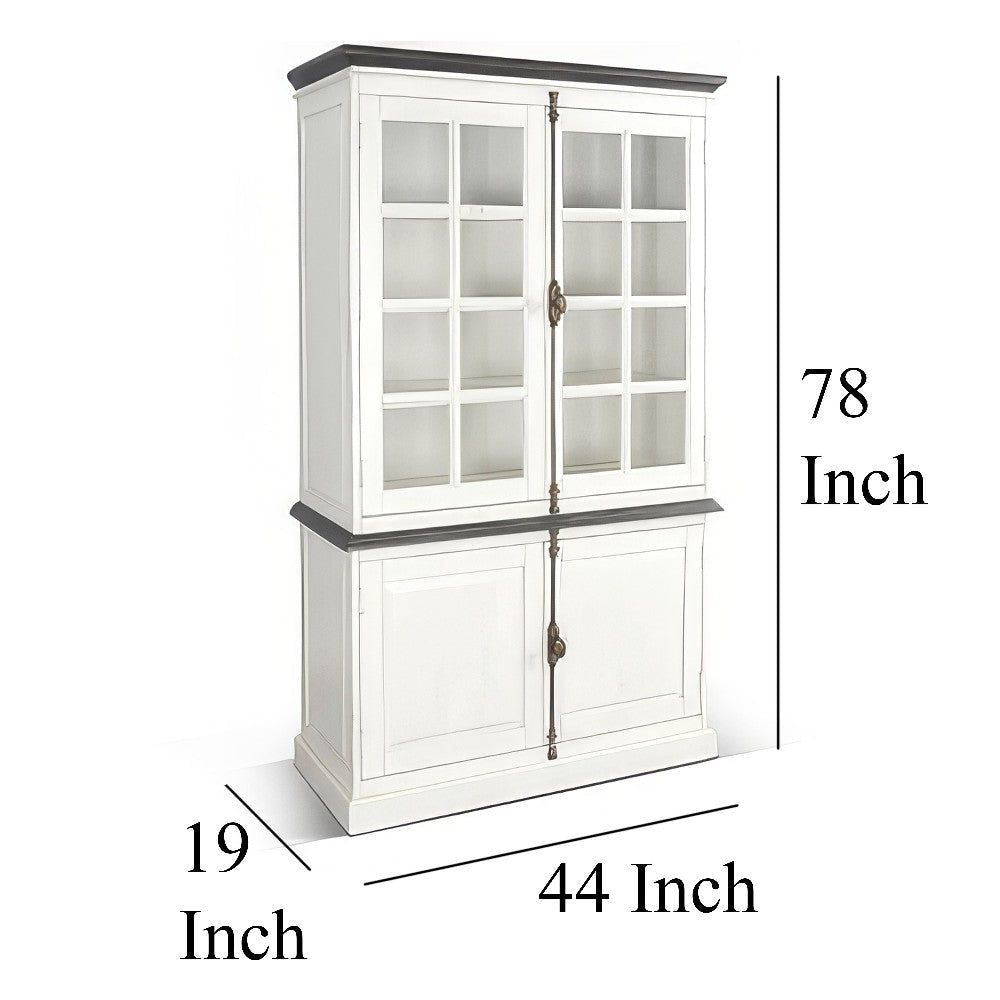 Orso Accent Sideboard Buffet and Hutch 2 Glass Doors Shelves White BM325268