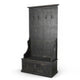 Mary Accent Hall Tree Coat Rack with Bench 4 Hooks Farmhouse Black