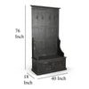 Mary Accent Hall Tree Coat Rack with Bench 4 Hooks Farmhouse Black