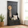 Mary Accent Hall Tree Coat Rack with Bench, 4 Hooks, Farmhouse Black