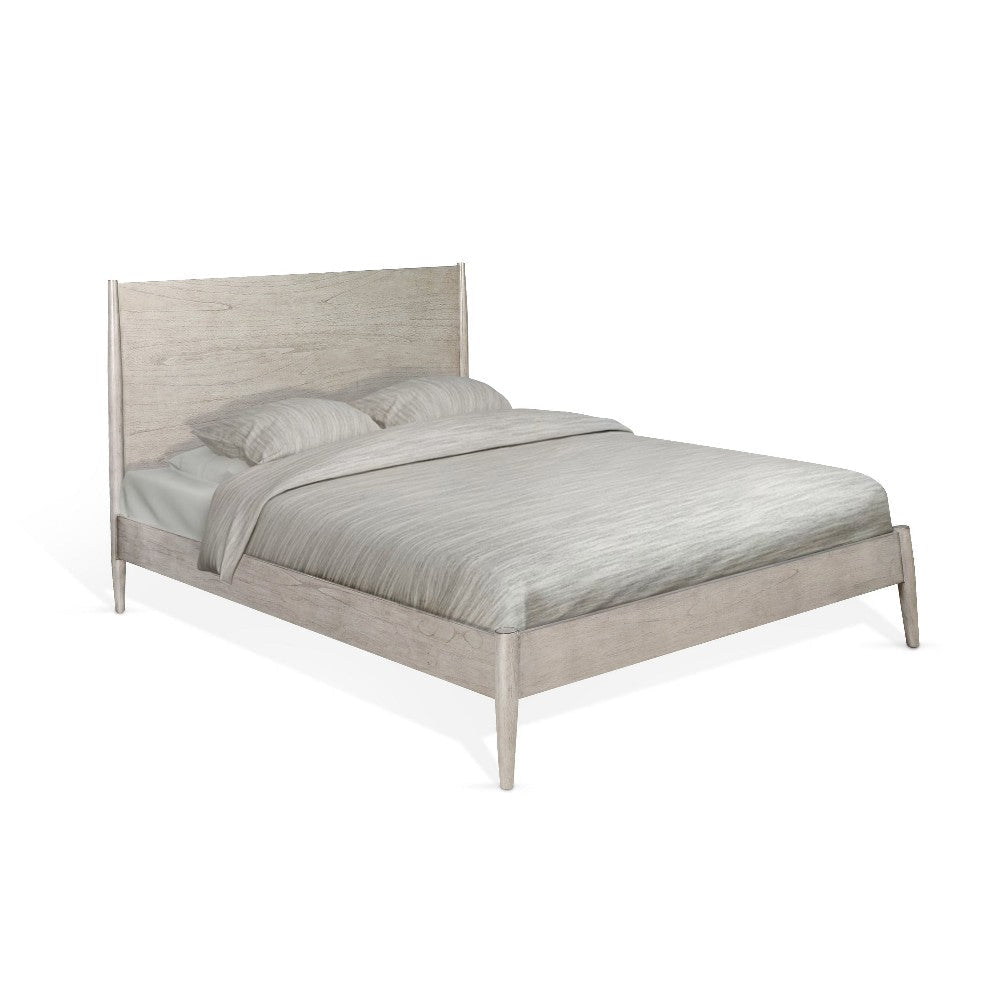 Amy Queen Size Platform Bed Low Profile Frame Panel Headboard Brown BM325225