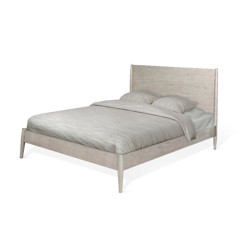 Amy Queen Size Platform Bed Low Profile Frame Panel Headboard Brown BM325225