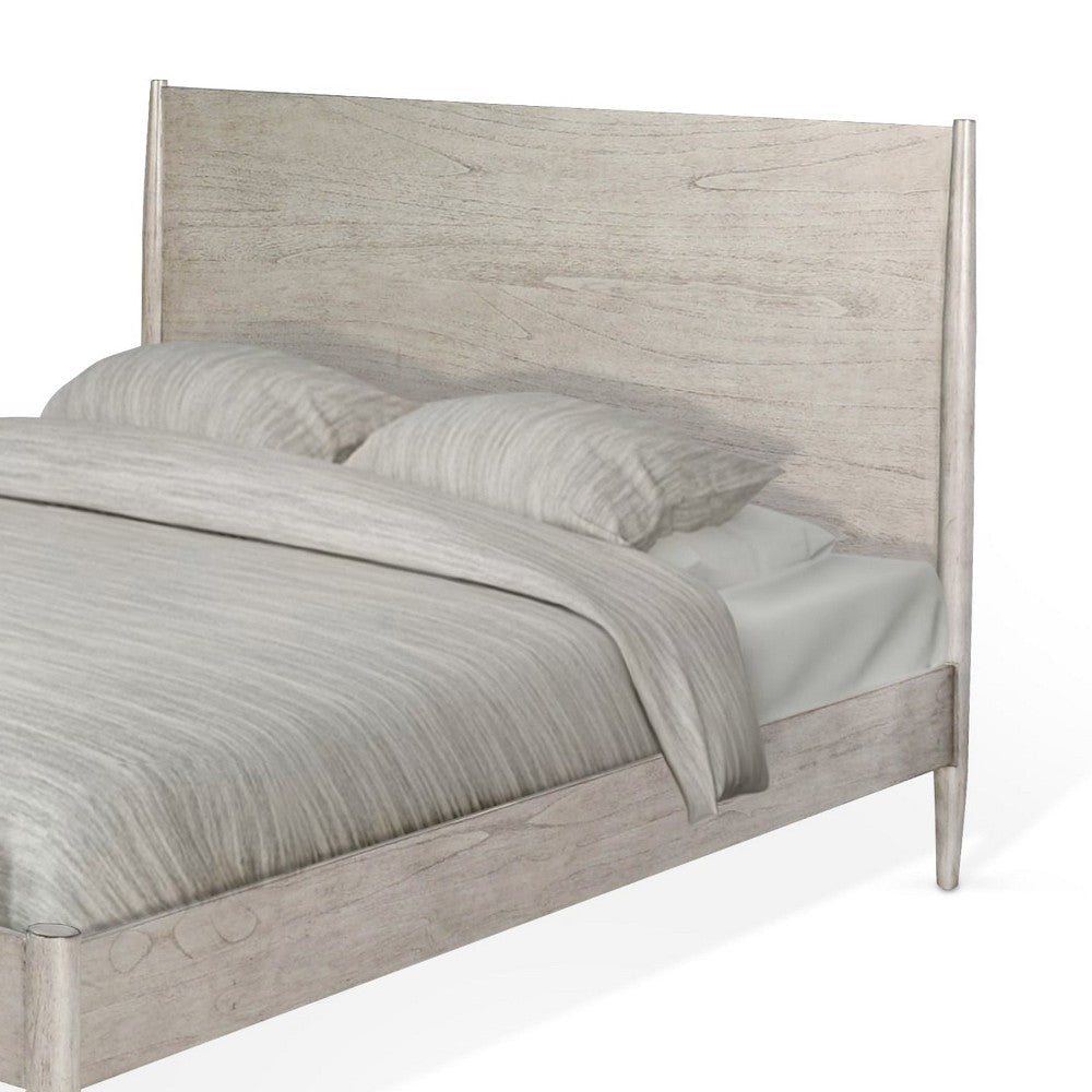 Amy Queen Size Platform Bed Low Profile Frame Panel Headboard Brown BM325225