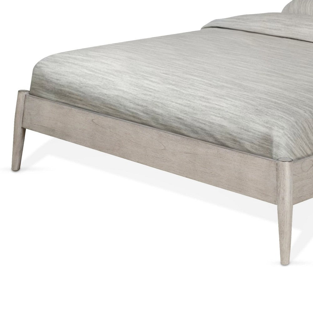 Amy Queen Size Platform Bed Low Profile Frame Panel Headboard Brown BM325225