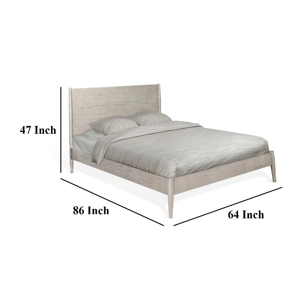 Amy Queen Size Platform Bed Low Profile Frame Panel Headboard Brown BM325225