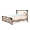 Desy King Size Platform Bed Slatted Headboard Farmhouse Light Brown