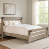 Desy King Size Platform Bed, Slatted Headboard, Farmhouse Light Brown