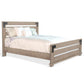 Desy King Size Platform Bed, Slatted Headboard, Farmhouse Light Brown