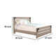 Desy Queen Size Platform Bed Slatted Headboard Farmhouse Light Brown