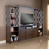 Flint 4pc TV Wall Entertainment Console, 2 Pier, Bridge, Dark Brown