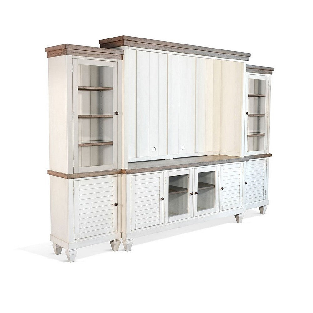 Dean Console with Hutch TV Media Wall Unit Brown White 119 Inch BM325278