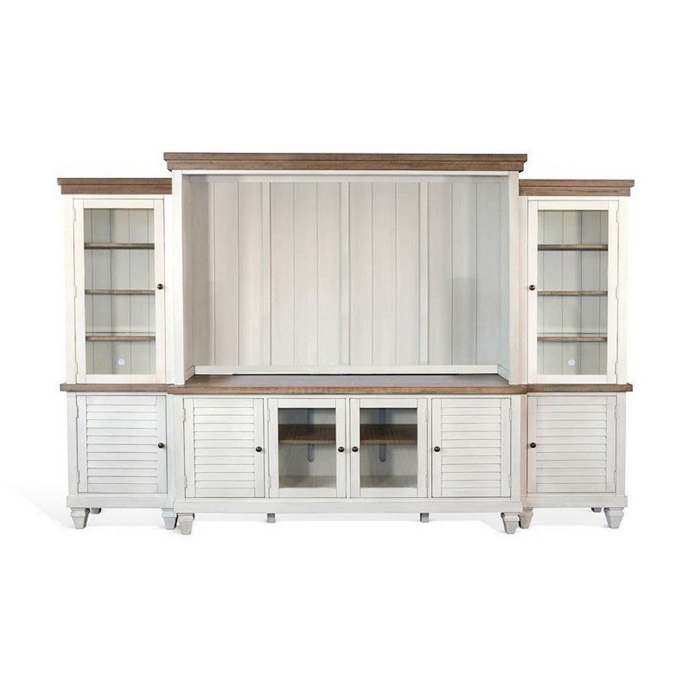 Dean Console with Hutch TV Media Wall Unit Brown White 119 Inch BM325278