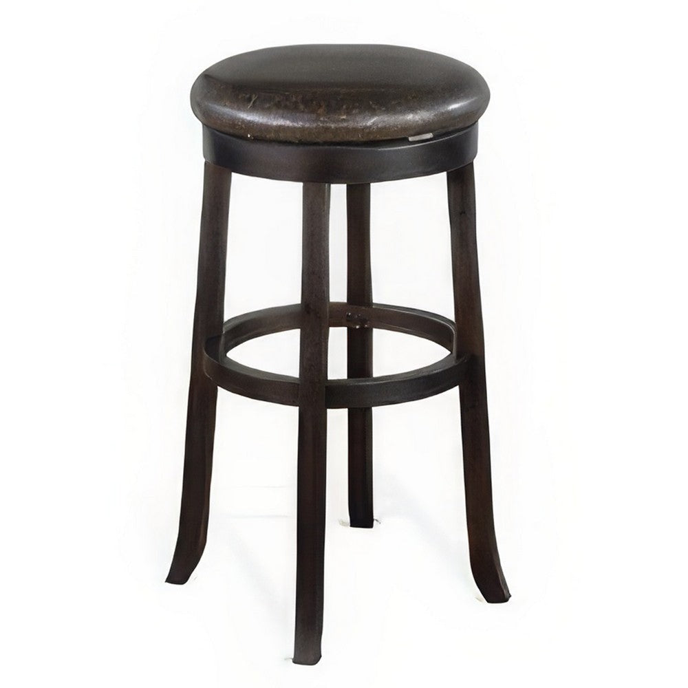 Elon Swivel Barstool Set of 2 Black Faux Leather Cushioned 30’’ BM325279