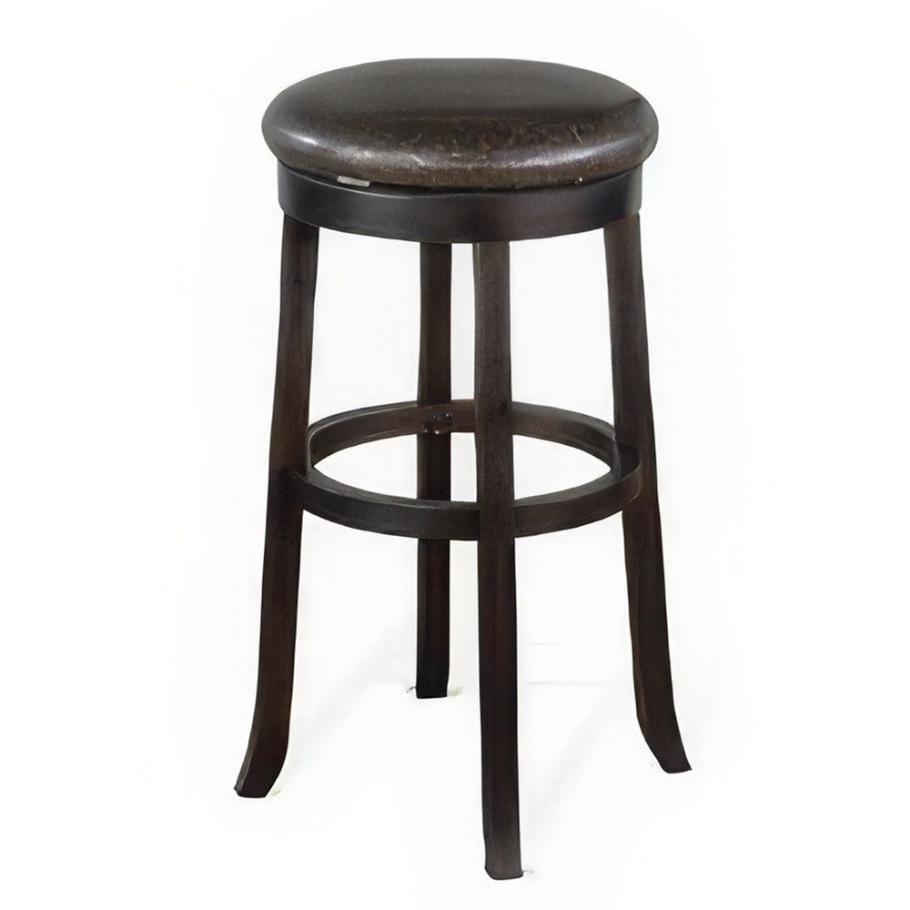 Elon Swivel Barstool Set of 2 Black Faux Leather Cushioned 30’’ BM325279